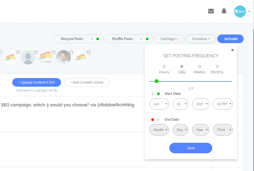 bulkly social media automation screenshot