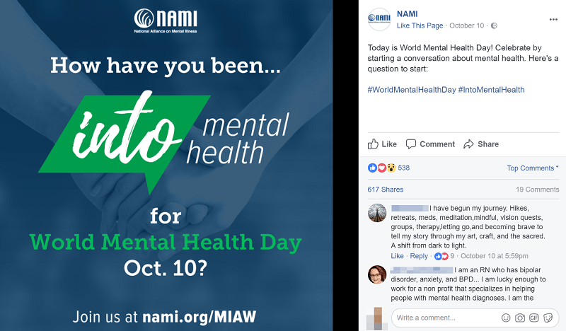 nami raising awareness for the world mental health day