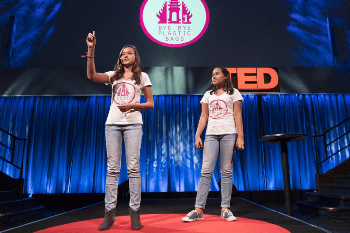 Bye Bye Plastic Bags founders and sisters, Melati (15) and Isabel (13) Wijsen