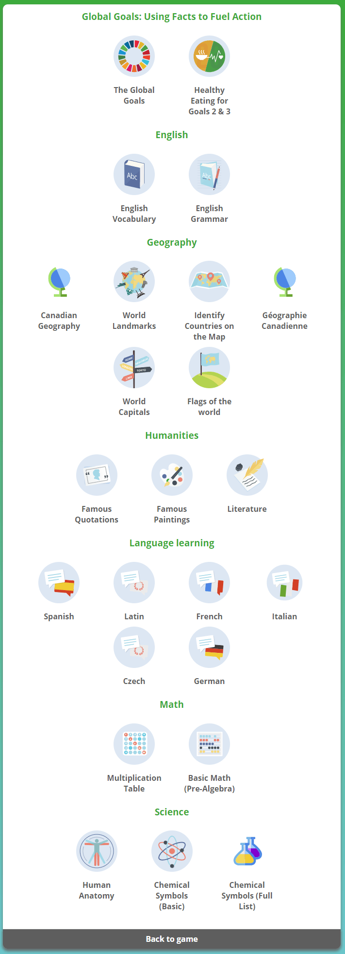 freerice categories