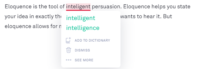 trouver des mots mal orthographiés dans grammarly