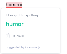 mots de variété régionale dans grammarly