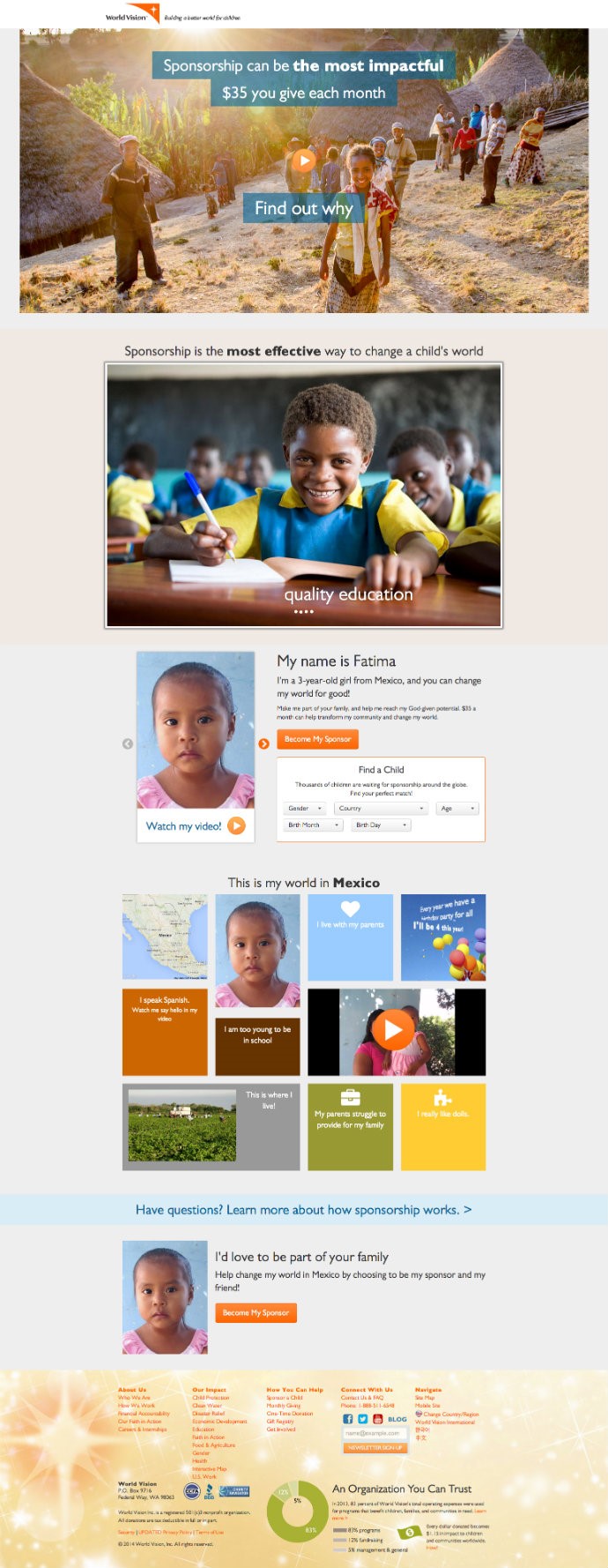 worldvision landing page