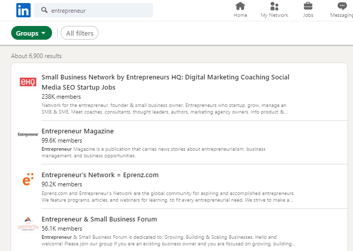 find LinkedIn groups within LinkedIn