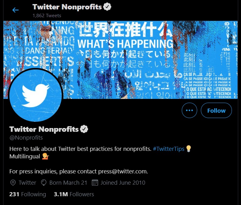 Twitter Nonprofits Profile