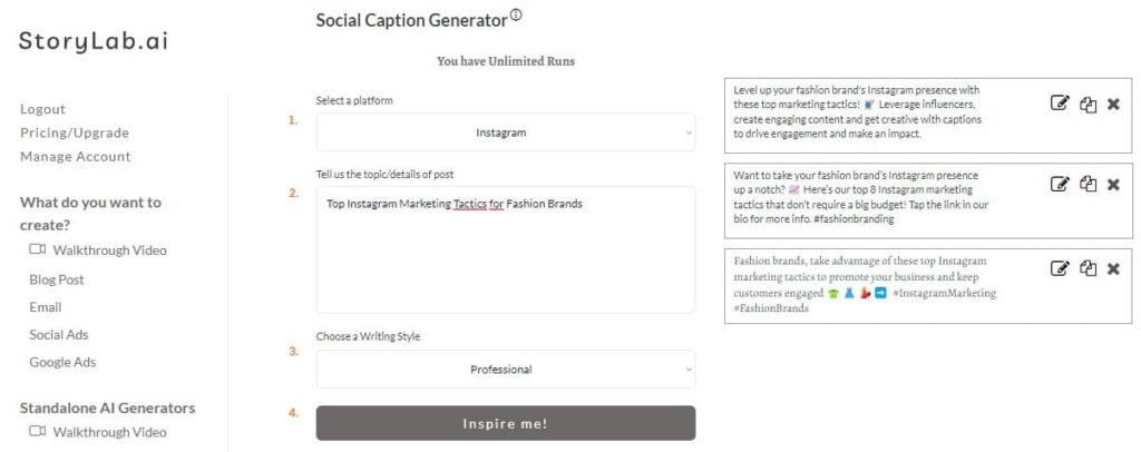 Top Instagram Marketing Tactics for Fashion Brands - AI Instagram Caption Generator Example