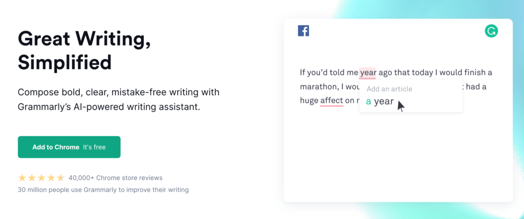 Grammarly plateforme de création de contenu