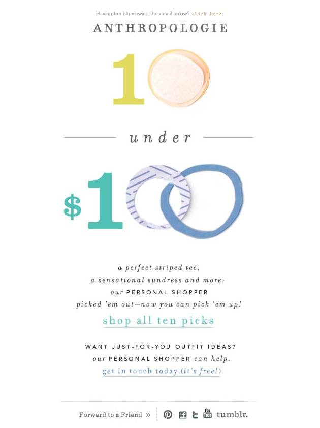 anthropologie simple email design