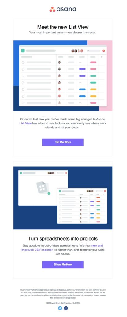 asana example product update email