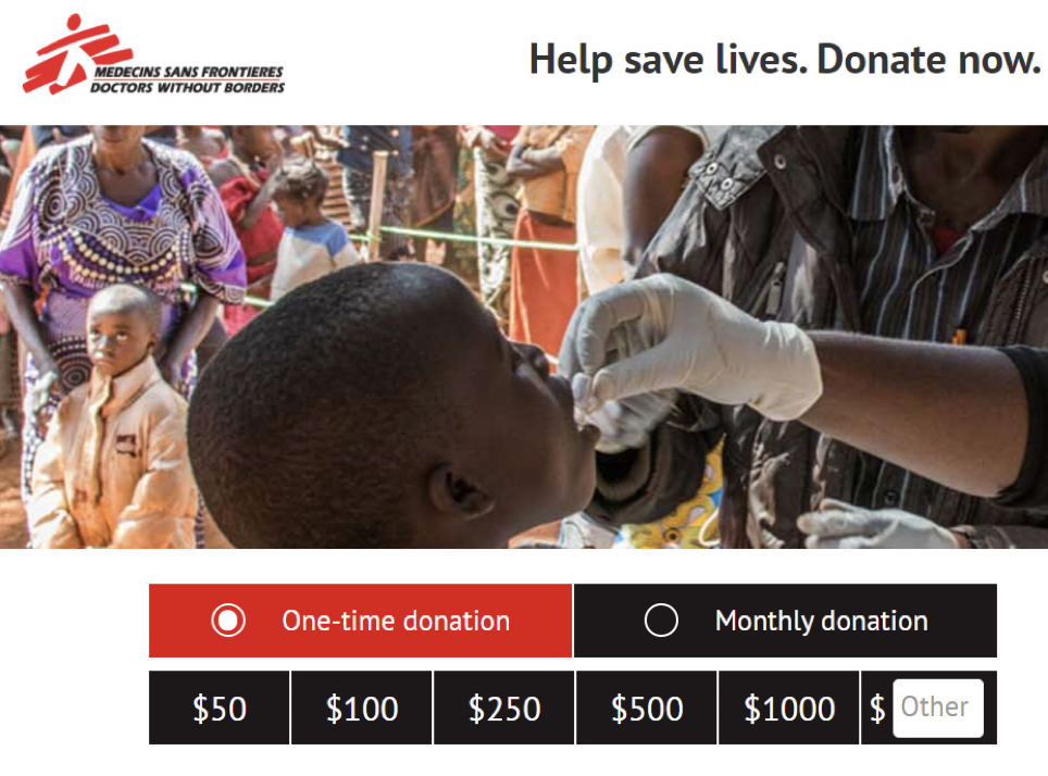 docters without borders donation page