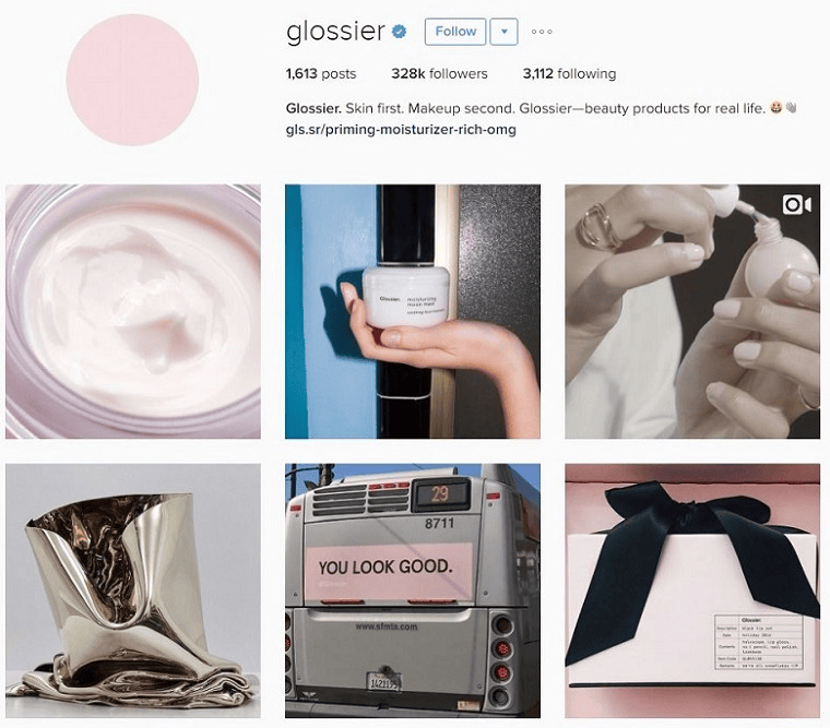 Social commerce example - Glossier Instagram Beauty
