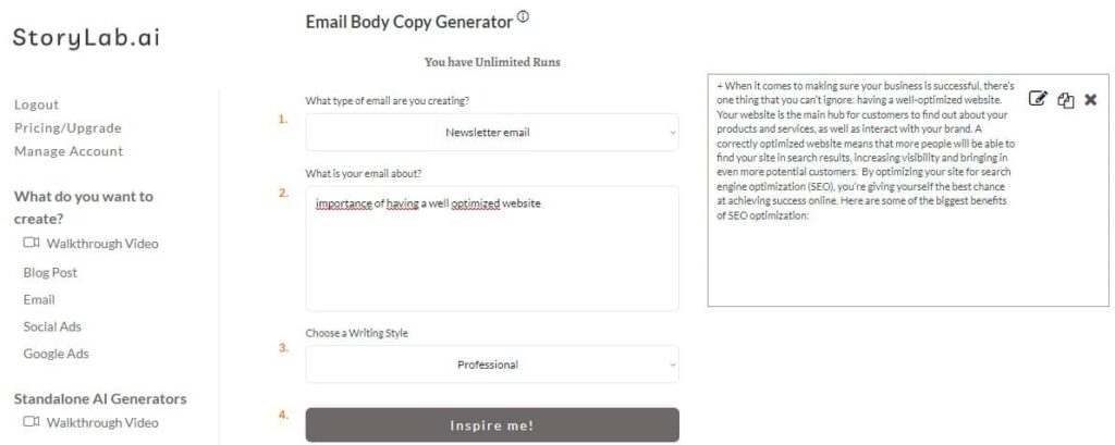 Effective NGO Website - AI Email Copy Generator Example