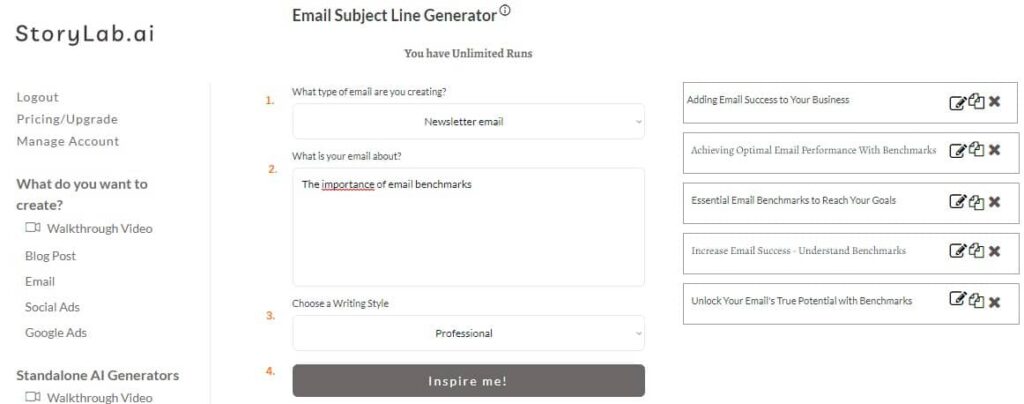 Nonprofit Email Marketing Benchmarks - AI Email Subject Line Generator Example