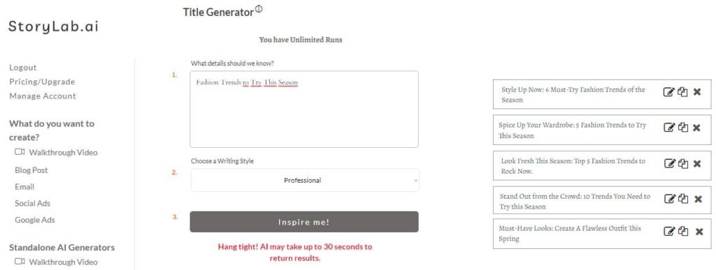 Fashion Blog Title Examples - How use AI Blog Title Generator
