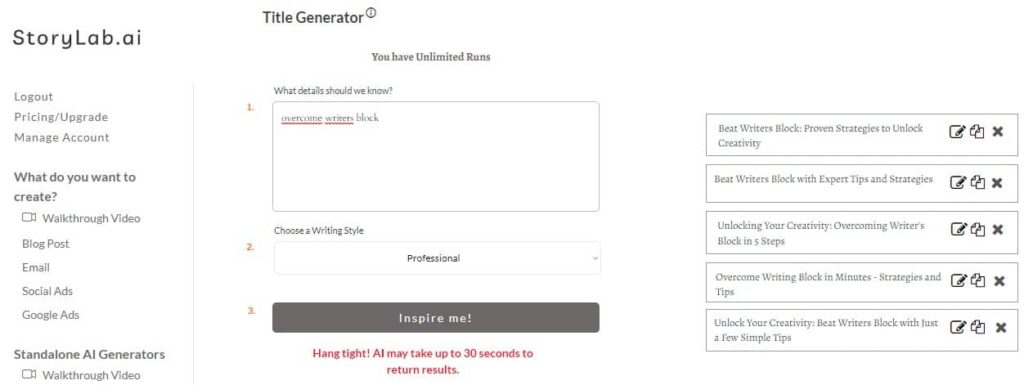 Writer Blog Title Examples - How use AI Blog Title Generator