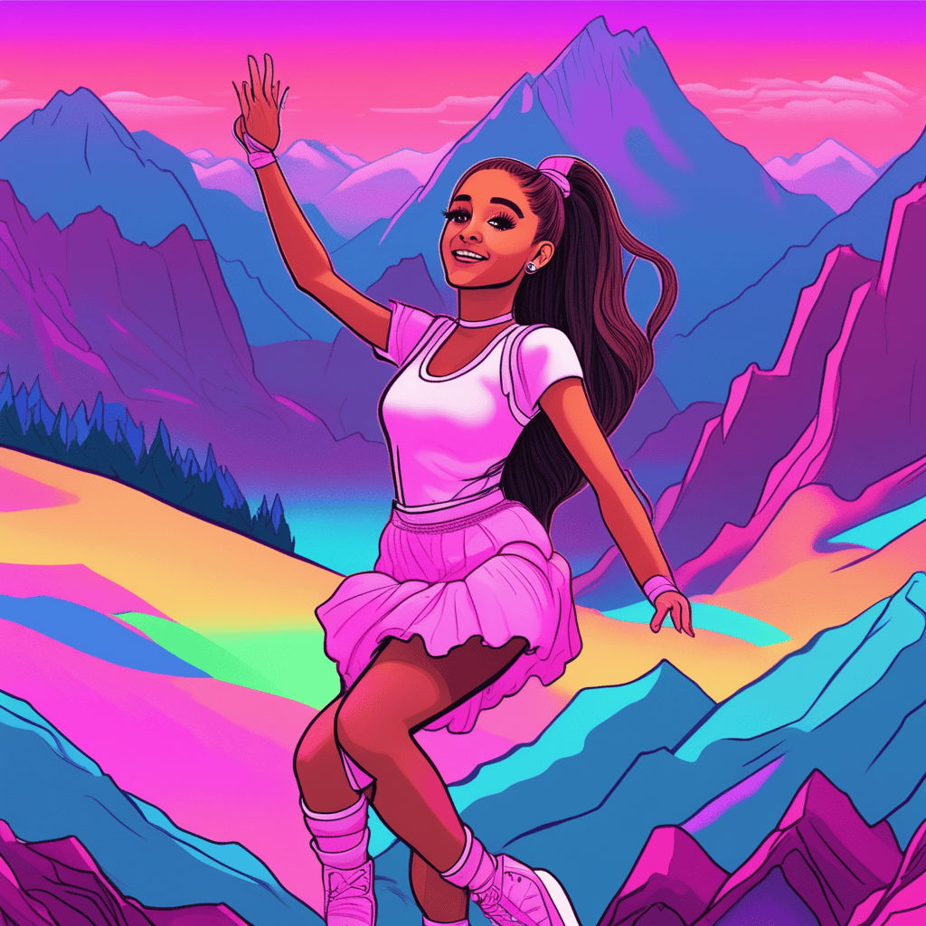 Ariana Grande Image Example Generated by AI style of Aaron McGruder in neon extremely detailed