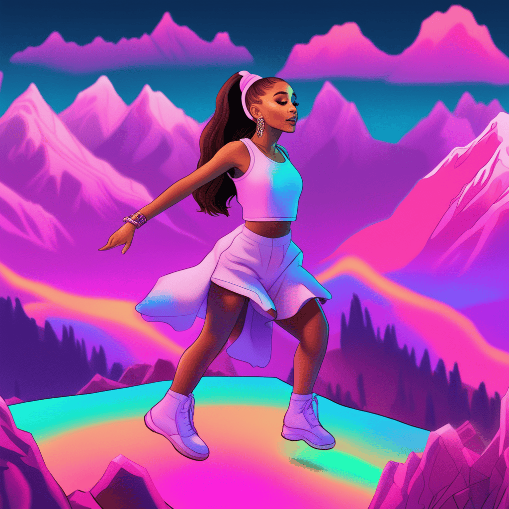 Ariana Grande Image Example Generated by AI style of Aaron McGruder in neon
