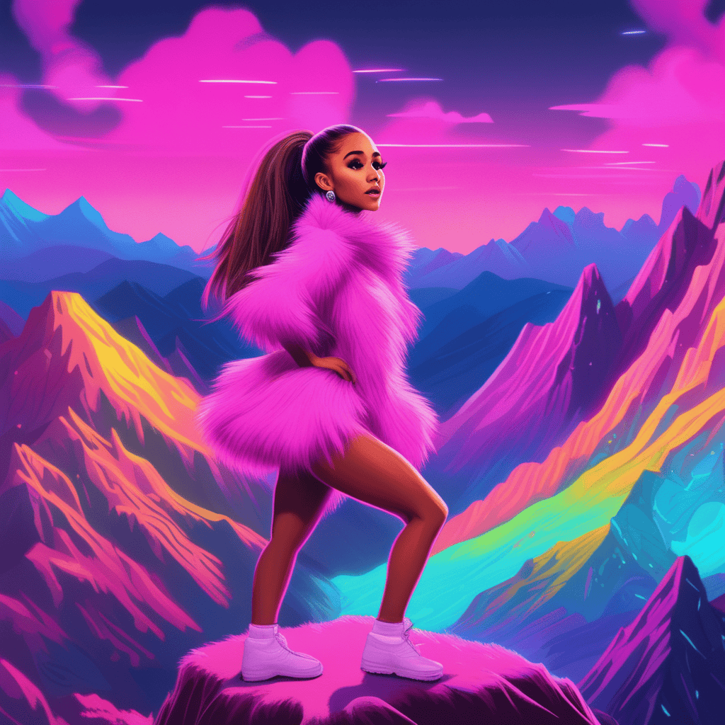Beautiful Ariana Grande Image Example Generated by AI style of Aaron McGruder in neon extremely detailed and furry