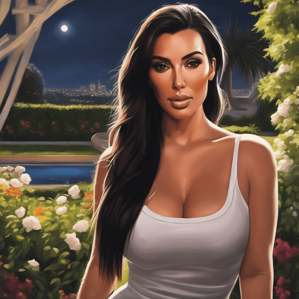 Kim Kardashian in garden oil painting Example Text To Image Generator