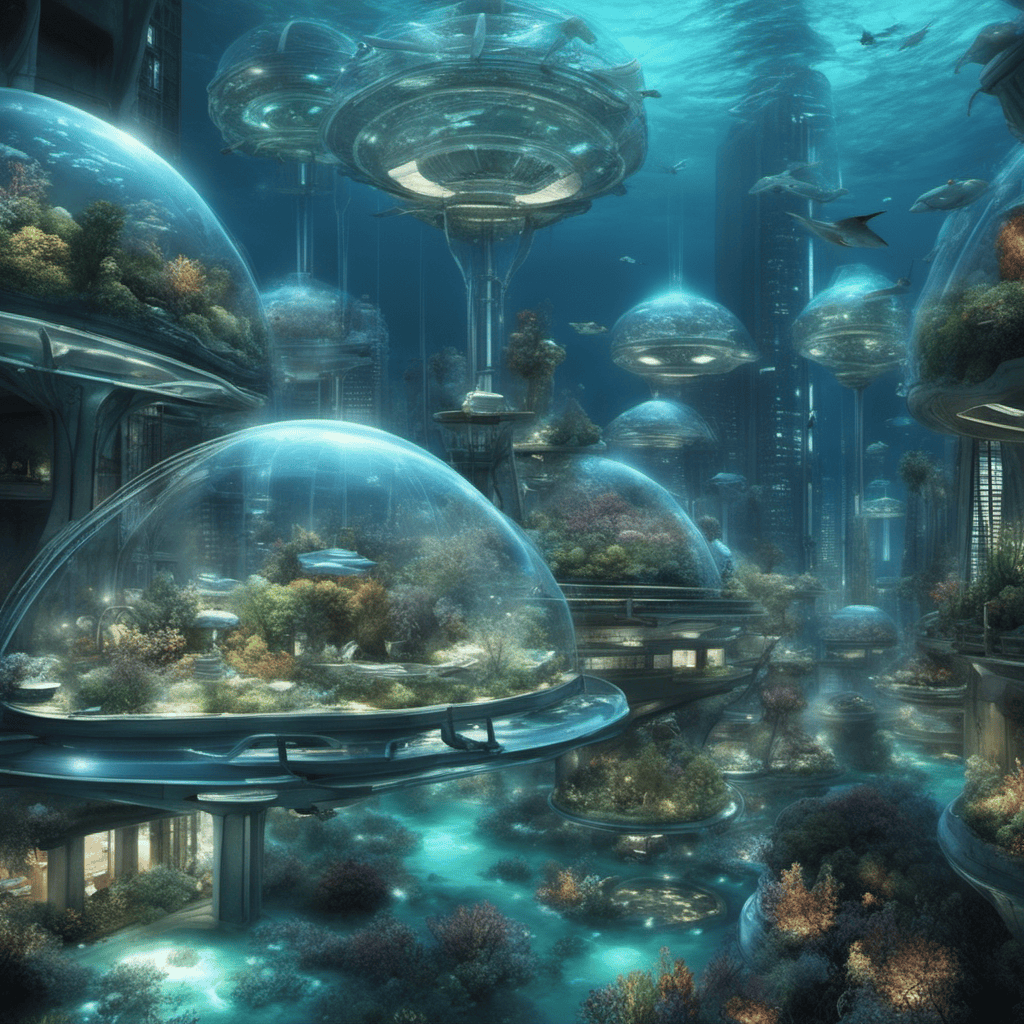 Landscape AI Art Futuristic undersea metropolis