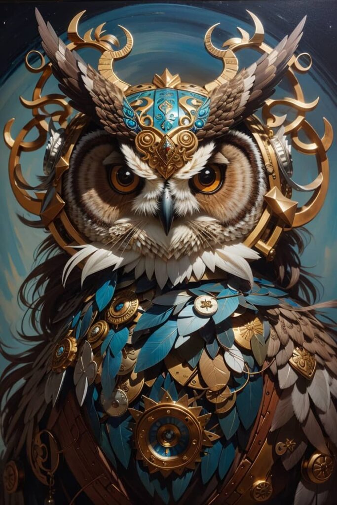 Owl AI Art Strong Owl with horns