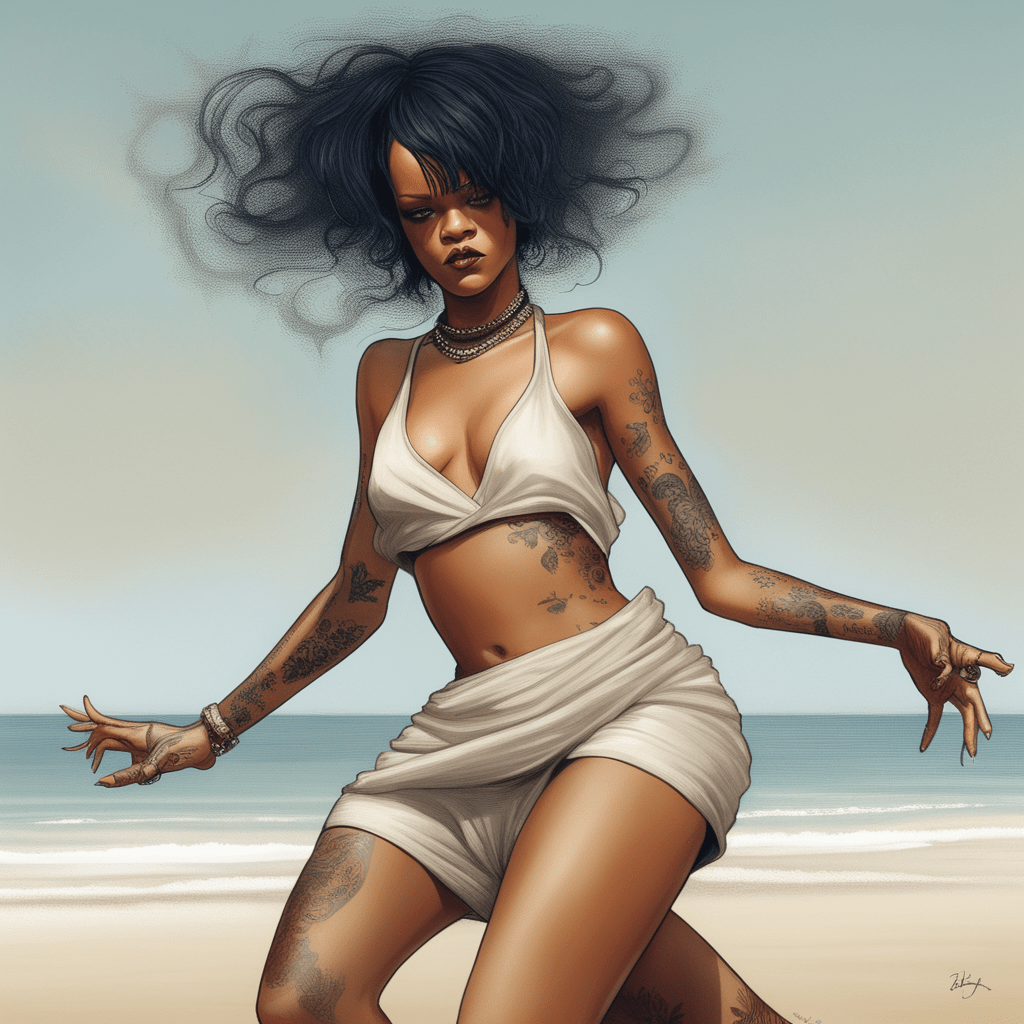 Rihanna Image Example Generated by AI style of Afarin Sajedi