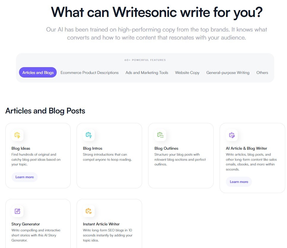 Gerador de introdução de blog Writersonic AI