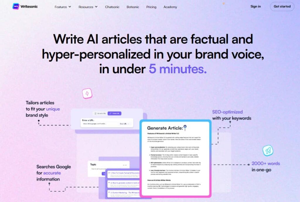 Writersonic AI Blog Outline Generator