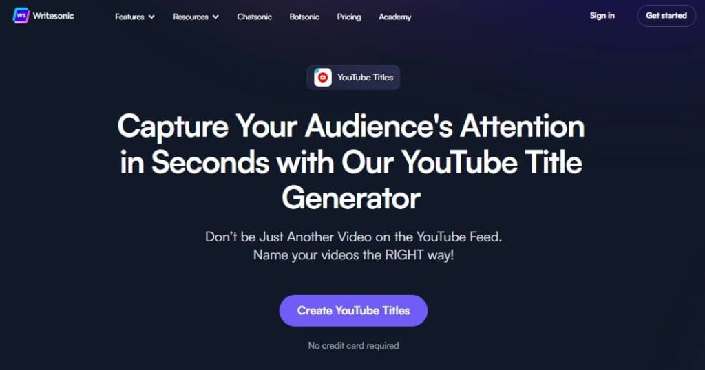 Writersonic AI Gerador de título do YouTube