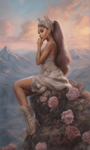 Ariana Grande AI Art On a Mountain Realistic