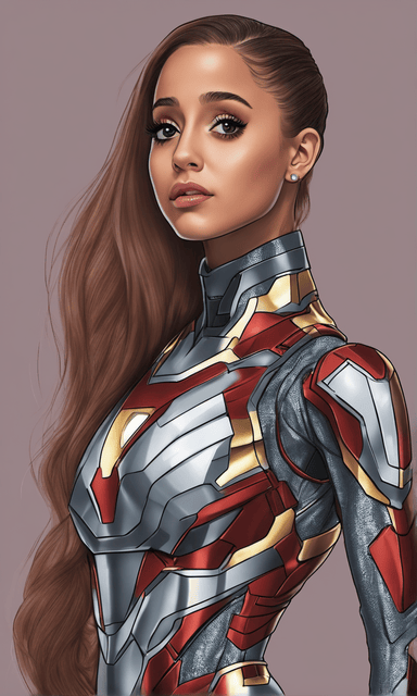Ariana Grande Art by AI as Iron Man without a mask