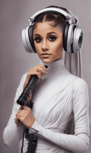 Ariana Grande Art by AI dressed as princess Leia