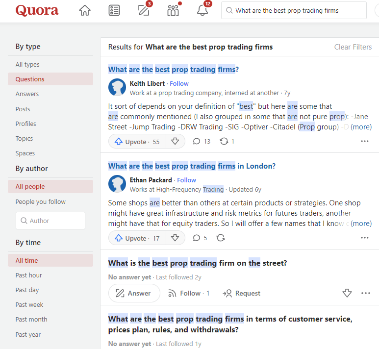 Keyword research with Online Communities Quora