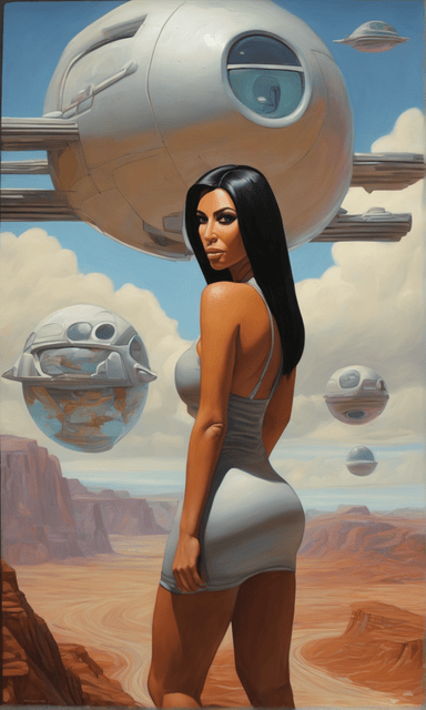 Kim Kardashian AI Art futuristic landscape