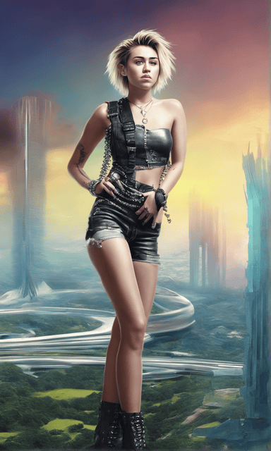 Miley Cyrus AI Art futuristic landscape