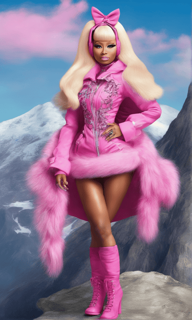Nicki Minaj AI Art As Barbie on a mountain