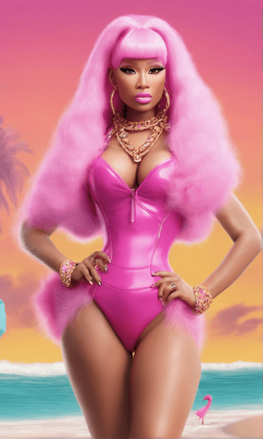 Nicki Minaj AI Art as Barbie on a Beach