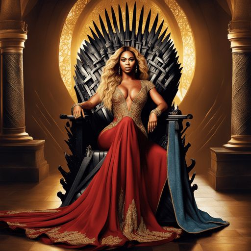 AI Art Beautiful Beyonce, on the throne of Game of Thrones, extremely detailed, digital art