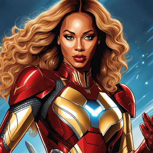 AI Art Ultra detailed Beyonce as Iron Man without a mask