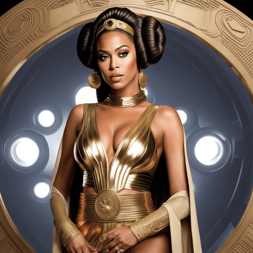 AI Art Ultra realistic, ultra detailed, Beyonce dressed as princess Leia