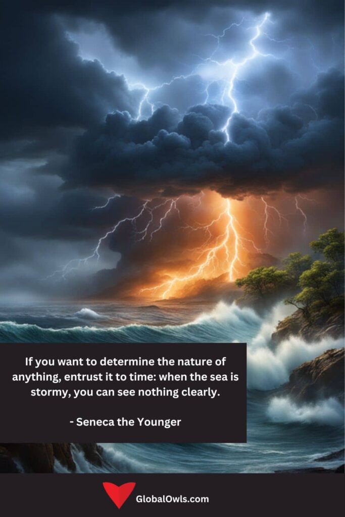 Anger Quotes If you want to determine the nature of anything, entrust it to time when the sea is stormy, you can see nothing clearly. - Seneca the Younger