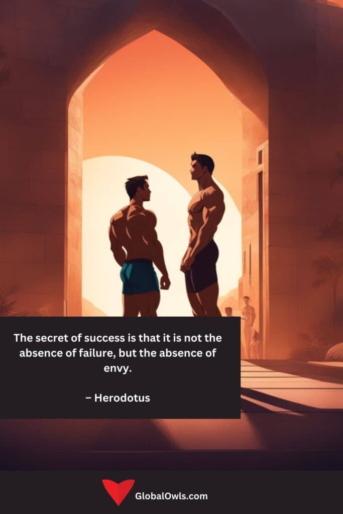 Citations d'envie Le secret du succès est que ce n'est pas l'absence d'échec, mais l'absence d'envie. – Hérodote