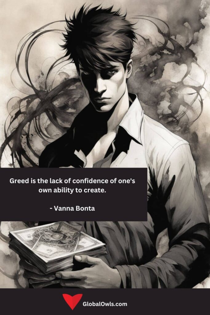 Greed Quotes Greed is the lack of confidence of one's own ability to create. - Vanna Bonta