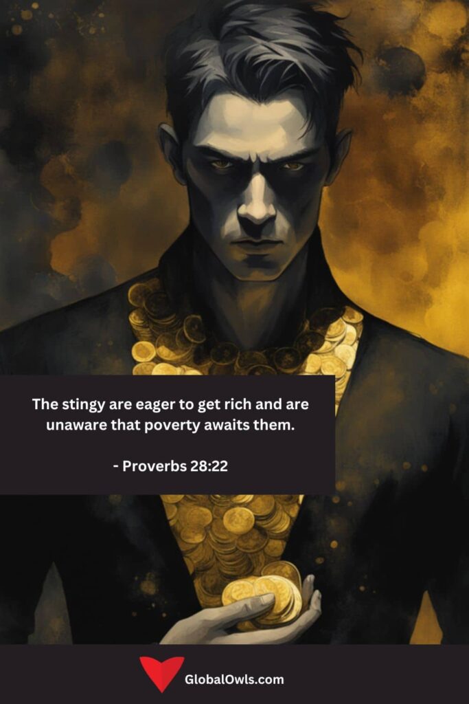 Greed Quotes The stingy are eager to get rich and are unaware that poverty awaits them. - Proverbs 2822