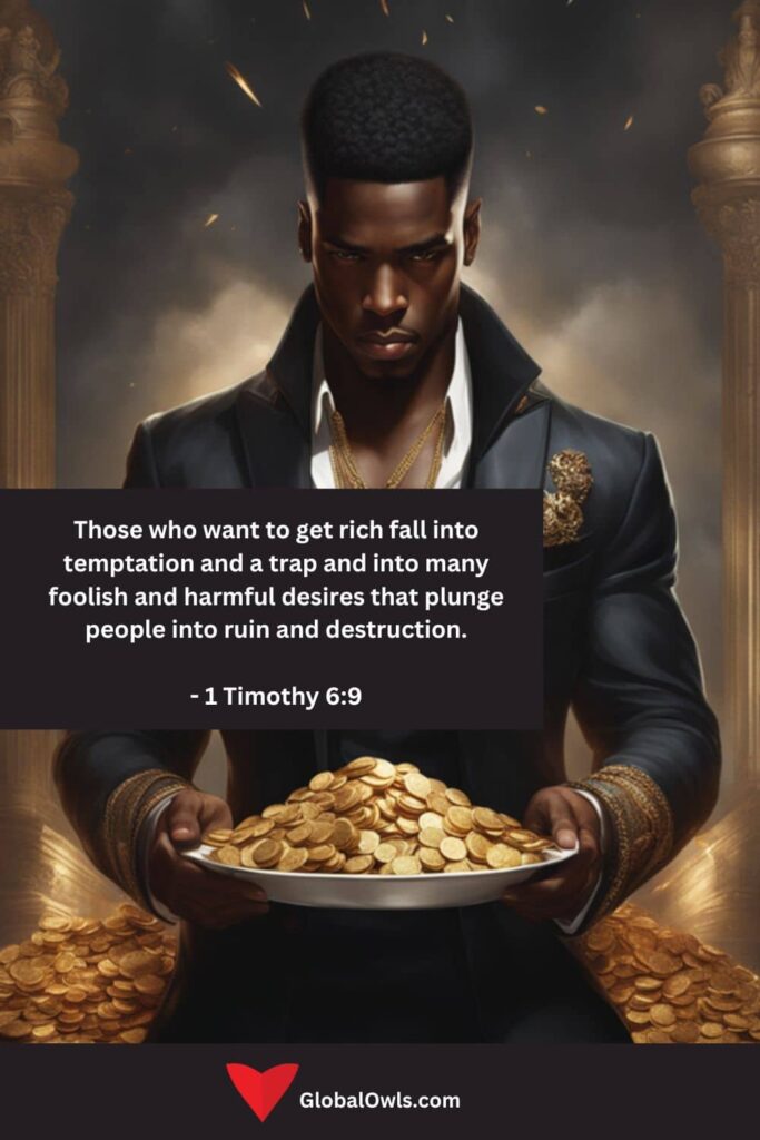 Greed Quotes Those who want to get rich fall into temptation and a trap and into many foolish and harmful desires that plunge people into ruin and destruction. - 1 Timothy 69