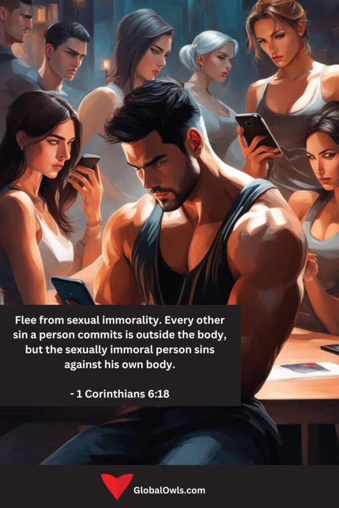 Lust Quotes Flee from sexual immorality. Every other sin a person commits is outside the body, but the sexually immoral person sins against his own body. - 1 Corinthians 618