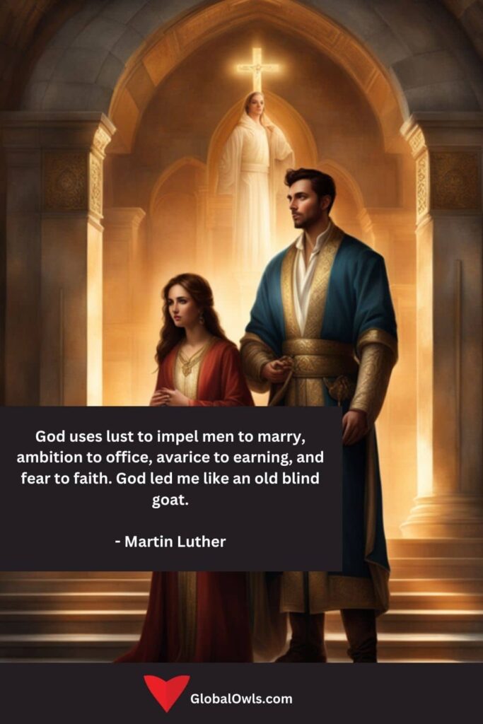 Lust Quotes God uses lust to impel men to marry, ambition to office, avarice to earning, and fear to faith. God led me like an old blind goat. - Martin Luther