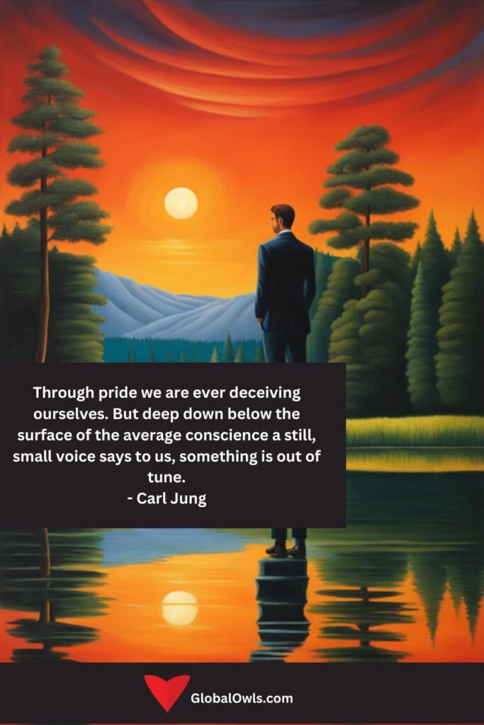 Pride Quotes Through pride we are ever deceiving ourselves. But deep down below the surface of the average conscience a still, small voice says to us, something is out of tune. - Carl Jung