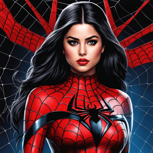 Selena Gomez AI Art Example as Spider Woman