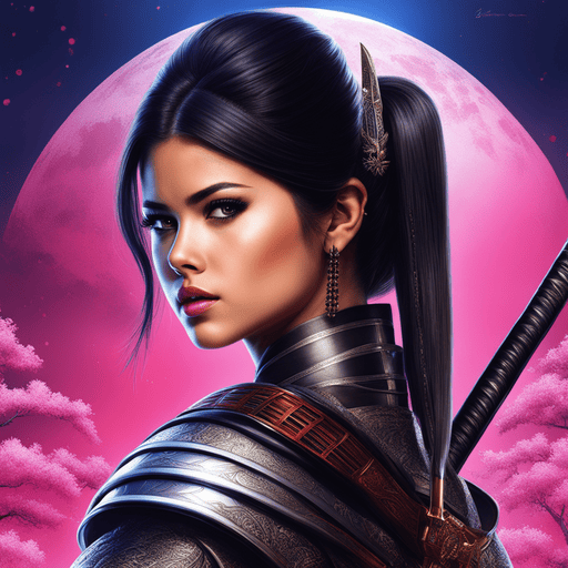 Selena Gomez AI Art Example as a futuristic Samurai, extremely detailed, digital art